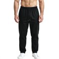 thumbnail image 1 of Men's Relaxed Fit Pants - Drawstring Waist for Casual Leisure & Everyday Wear Black M, 1 of 3