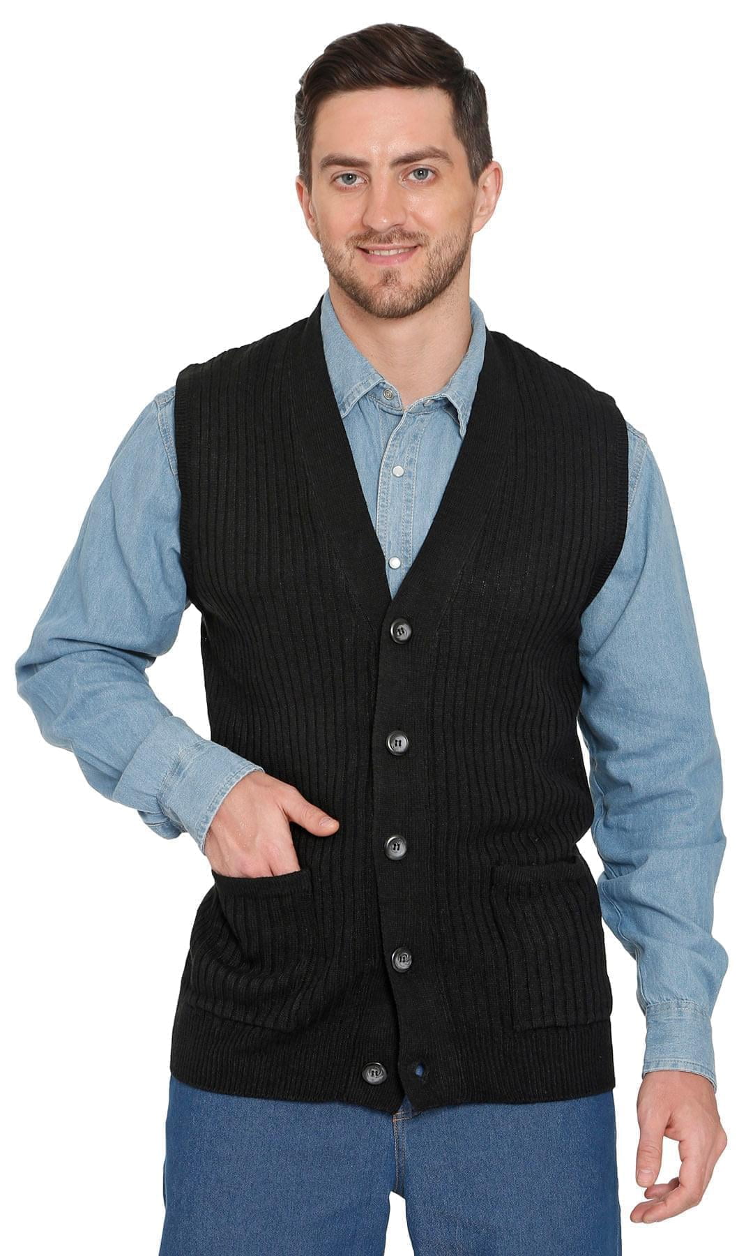 Men s Relaxed Fit Ribbed Lightweight V Neck Button Down Knitted