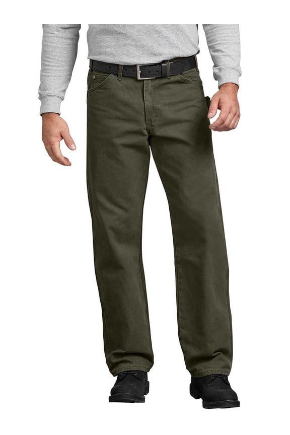 Men's Relaxed Fit Sanded Duck Carpenter Pants, Rinsed Moss Green, 38X32