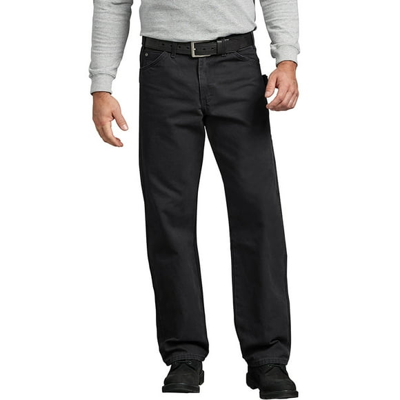 Dickies Men's Relaxed Fit Sanded Duck Carpenter Pants, Rinsed Black, 36X30