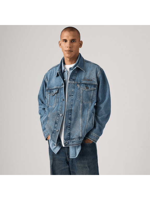 Men's Relaxed Fit Trucker Jacket - (Mid Day Rodeo, XLarge)