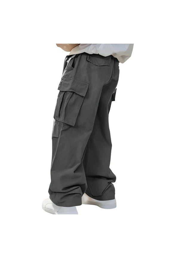 Men's Relaxed Fit Y2k Cargo Pants Straight Wide Leg Baggy Hiphop Trousers Multi-Pocktes Outdoor Hiking Travel Pants
