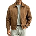 thumbnail image 1 of Men's Relaxed Fit Zip Up Jacket Lapel Collar Smooth Textured Coat with Pockets Fully Lined Casual Spring Fall Outfits Outerwear, 1 of 7