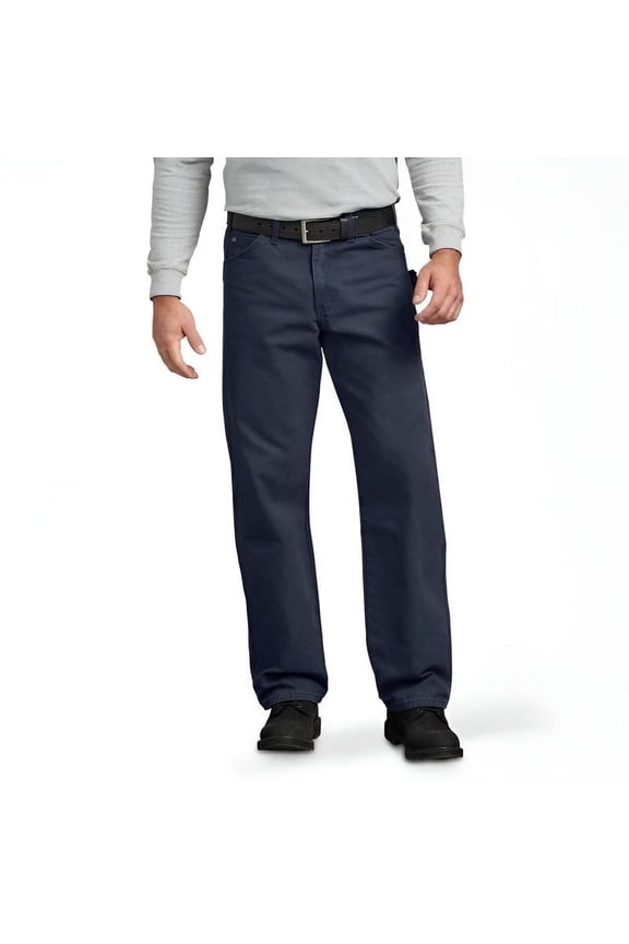 Men's Relaxed Fit Sanded Duck Carpenter Pants, Rinsed Dark Navy, 40X32