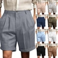 thumbnail image 1 of Men's Relaxed Straight Pleated shorts Business Work Golf Dress Shorts Casual Summer Stretch Flat Front Shorts Gray M, 1 of 4