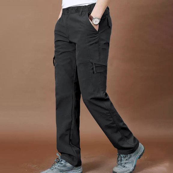 Men’s Relaxed Stretch Polyester Work Cargo Pants S to XL, Rip Resistant Breathable Outdoor Utility Pants