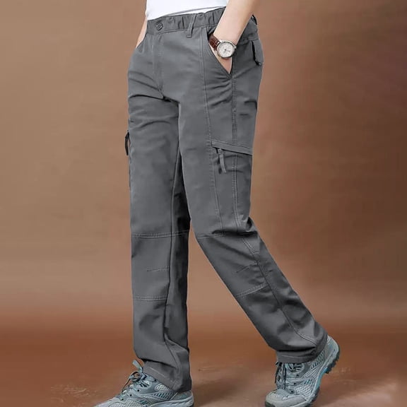 Men’s Relaxed Stretch Polyester Work Cargo Pants S to XL, Rip Resistant Breathable Outdoor Utility Pants
