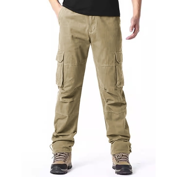Men's Relaxed Stretch Straight Leg Utility Cargo Pants with Secure Zipper Storage Pockets