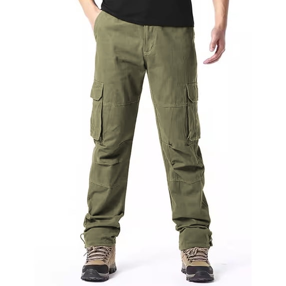 Men's Relaxed Stretch Straight Leg Utility Cargo Pants with Secure Zipper Storage Pockets