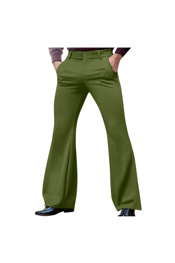 Men's Relaxed Vintage 60s 70s Bell Bottom Stretch Fit Classic Comfort Flared Flares Retro Leg Disco Pants S-3XL