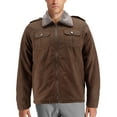 thumbnail image 1 of Men’s Removable Sherpa Collar Classic Full Zipper Microsuede Trucker Jacket (Dark Brown, M), 1 of 4