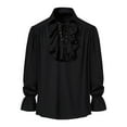 thumbnail image 1 of Men's Renaissance Shirts Retro Steampunk Victorian Long Sleeve Jabot Collar Medieval Pirate Lace Up Tops Pirate Shirts Vampire Gothic Ruffled Medieval Halloween Costume Clothing, 1 of 7