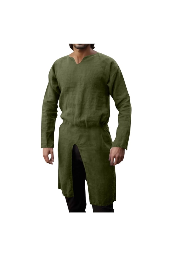 Men's Renaissance Tunic Top Retro Knight Pirate Viking Gauze Henley Shirt Goth Victorian Medieval Halloween Costume