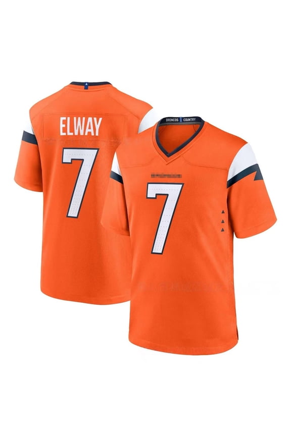 Men's Replica Classic Jersey NO.7 Elway Tshirt Sports Game Tee Orange02-M