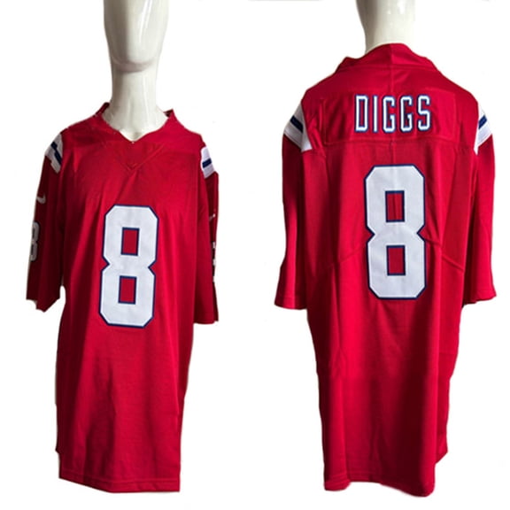 Men's Replica Classic Jersey NO.8 Diggs Tshirt Sports Game Tee Red-XXL