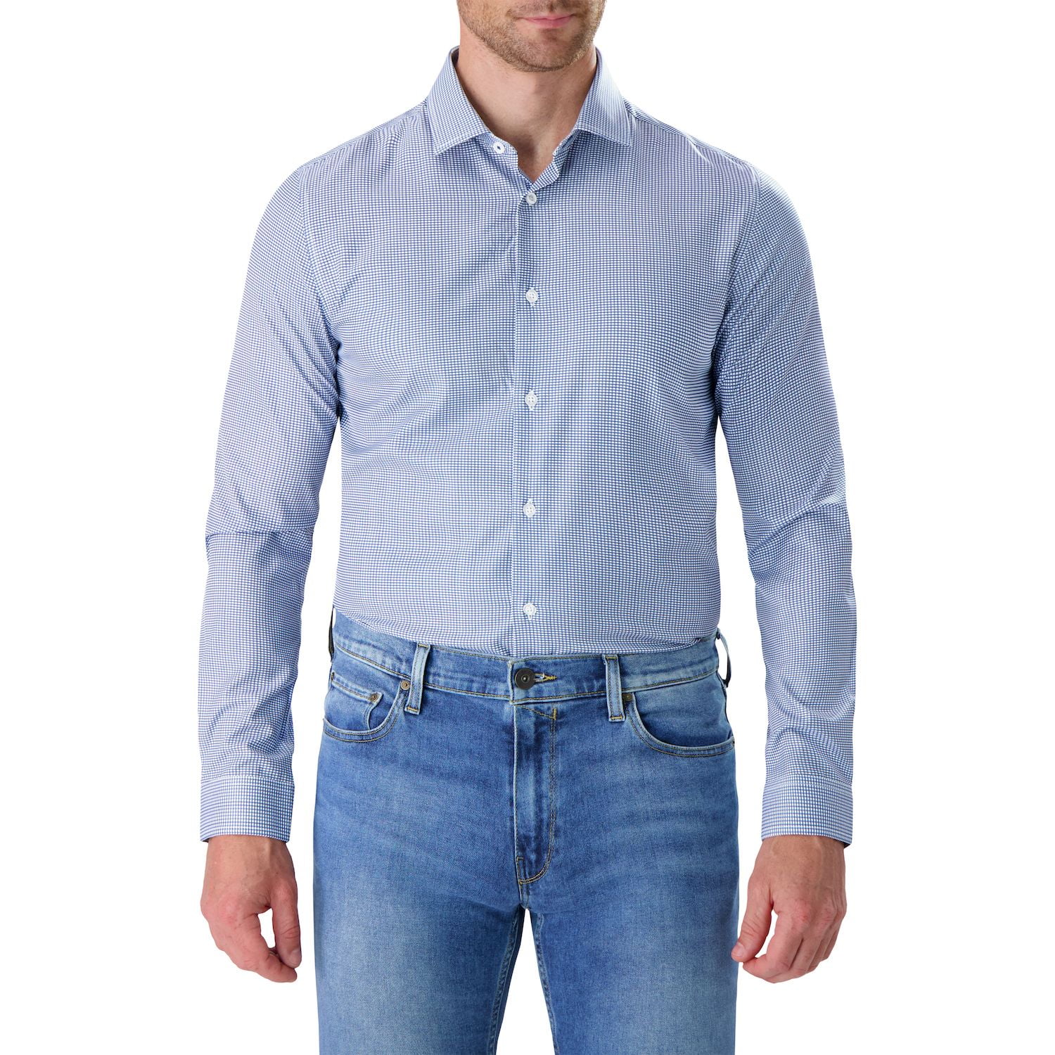 slim fit dress slacks Performance Twill Light Blue Dress Shirt Pocket / Standard Buttons main image 1