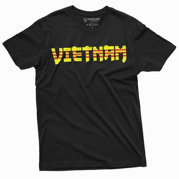 Men's Republic of Vietnam T-shirt South Vietnam Flag Coat of Arms Tee Shirt for Him her (Large Black)