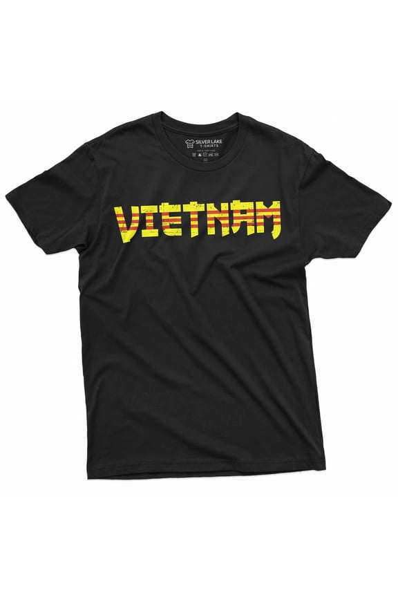 Men's Republic of Vietnam T-shirt South Vietnam Flag Coat of Arms Tee Shirt for Him her (Large Black)