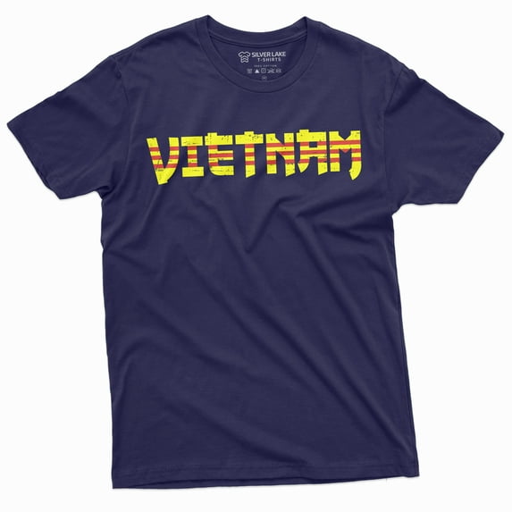 Men's Republic of Vietnam T-shirt South Vietnam Flag Coat of Arms Tee Shirt for Him her (Medium Navy Blue)