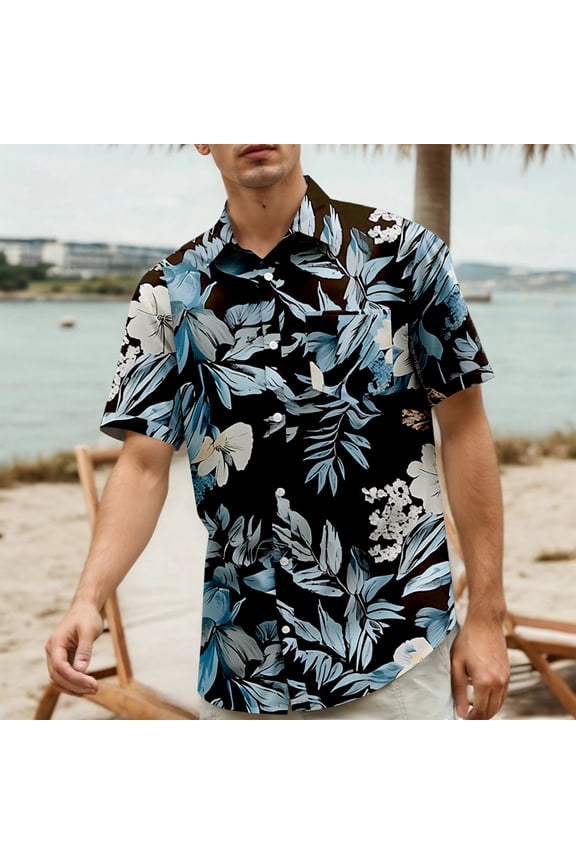 Men's Resort Wear Hawaiian Shirts Short Sleeve Tropical Button Down Floral Print Luxury Vacation Hotel Poolside Tops 2026 Watermelon Red 3XL