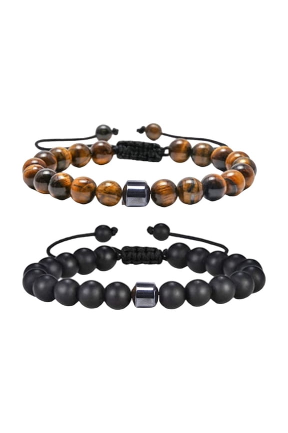 Men's Rest Sequined Bangle 8mm Natural Stone Modifiable Jewelry For Worry Relief And Donations