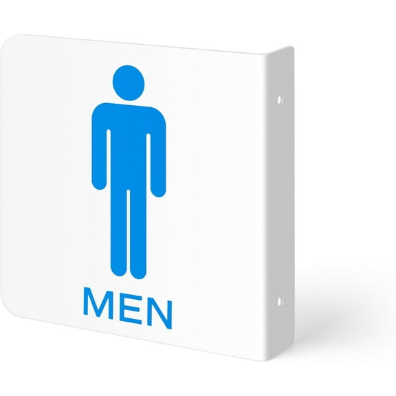 Men's Restroom Sign | 6" x 6" Double Sided Wall Mounted Projecting Men's Restroom Sign for Commercial Workplace Hallway with Mounting Kit
