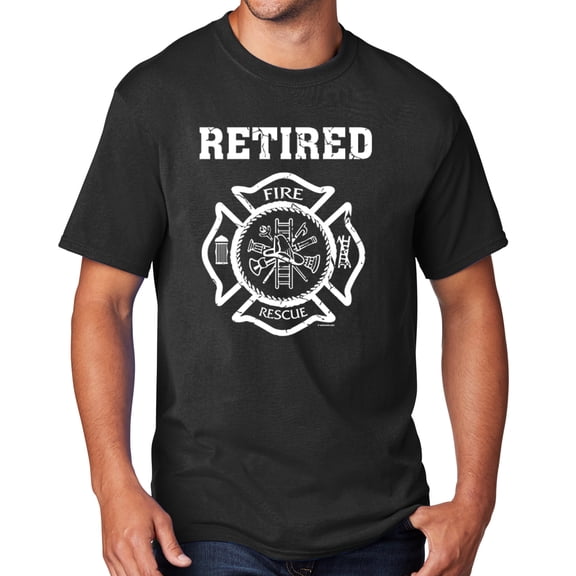Men's Retired Firefighter T-shirt, 2XL Jet Black - TALL
