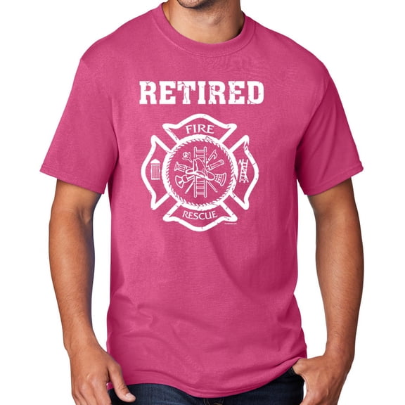 Men's Retired Firefighter T-shirt, 4XL Sangria - TALL