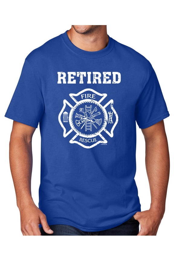 Men's Retired Firefighter T-shirt, 4XL True Royal Blue
