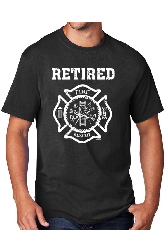 Men's Retired Firefighter T-shirt, 5XL Jet Black