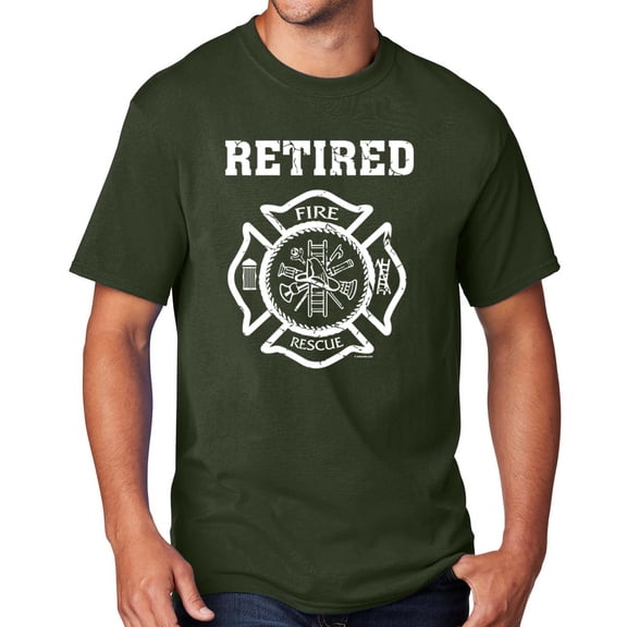 Men's Retired Firefighter T-shirt, Large Olive - TALL