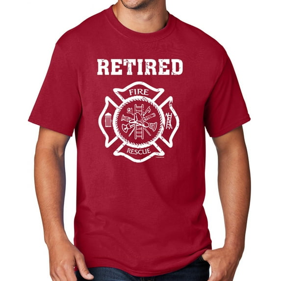 Men's Retired Firefighter T-shirt, Medium Red