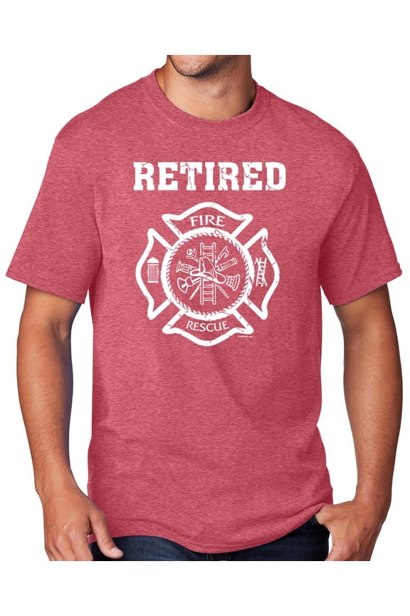 Men's Retired Firefighter T-shirt, Small Heather Red