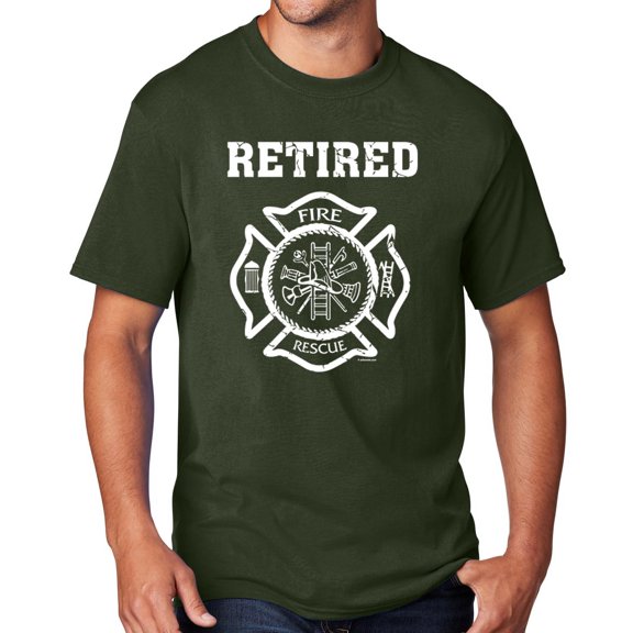 Men's Retired Firefighter T-shirt, Small Olive