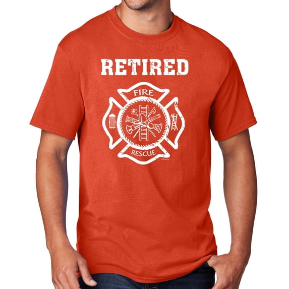 Men's Retired Firefighter T-shirt, Small Orange