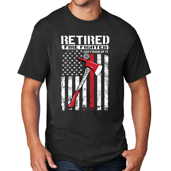 Men's Retired Firefighter with Axe T-shirt, 3XL Jet Black - TALL