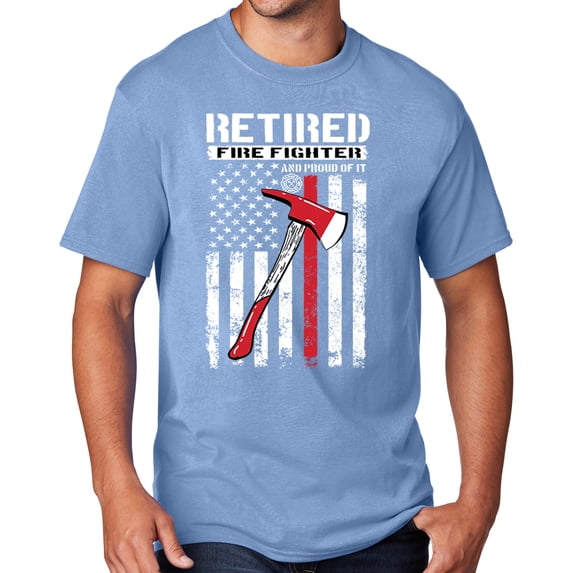 Men's Retired Firefighter with Axe T-shirt, 3XL Light Blue