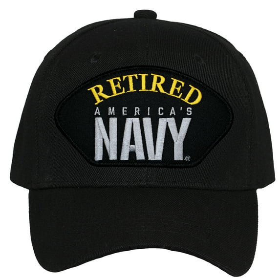 Men's Retired Military Veteran Hat - Adjustable Hook & Loop Baseball Cap, America's Navy