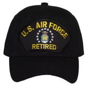Mens Retired Military Veteran Hat - Adjustable Hook & Loop Baseball Cap, US Air Force