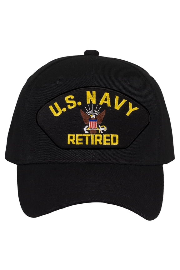 Men's Retired Military Veteran Hat - Adjustable Hook & Loop Baseball Cap, US Army