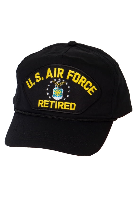 Men's Retired Series U.S. Military Veteran Unstructured Snapback Baseball Hat US Airforce Black