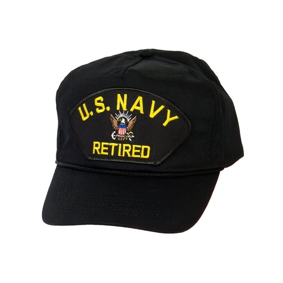 Men's Retired Series U.S. Military Veteran Unstructured Snapback Baseball Hat US Navy Black
