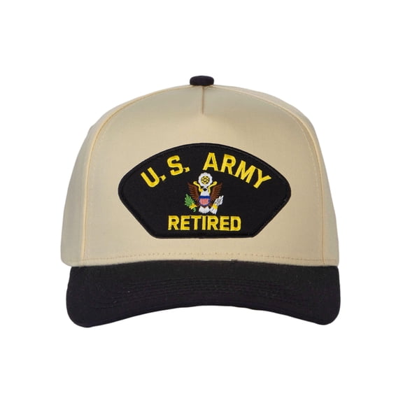 Men's Retired Series US Military Veteran Snapback Baseball Cap Khaki/Black, US Army