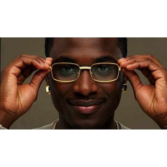 Men's Retro 90'S Style Gold Frame Clear Lens Hip Hop Square Sunglasses Buffs