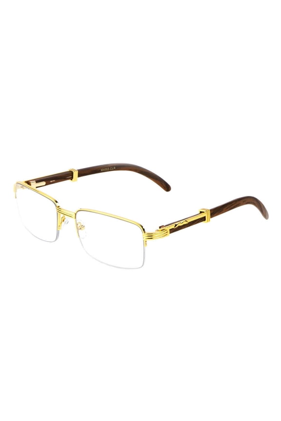 Men's Retro 90'S Style Gold Frame Rectangle Clear Hip Hop Square Sunglasses