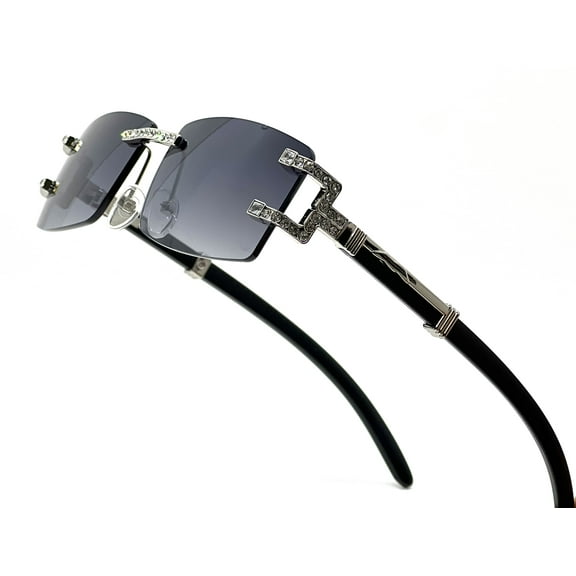 Men's Retro 90'S Style Hip Hop Sunglasses Eyewear Diamond Black
