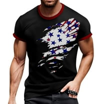 Men's Retro American Flag Raglan Shirt, Three-Button Design with Breathable Fabric for Casual and Sporty Looks ,Black L
