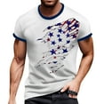 thumbnail image 1 of Men's Retro American Flag Raglan Shirt, Three-Button Design with Breathable Fabric for Casual and Sporty Looks ,Blue XL, 1 of 5