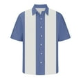 thumbnail image 1 of Men's Retro Bowling Shirts 50s Rockabilly Cuban Style Colorblock Camp Shirt Button Down Short Sleeve Beach Shirts, 1 of 4