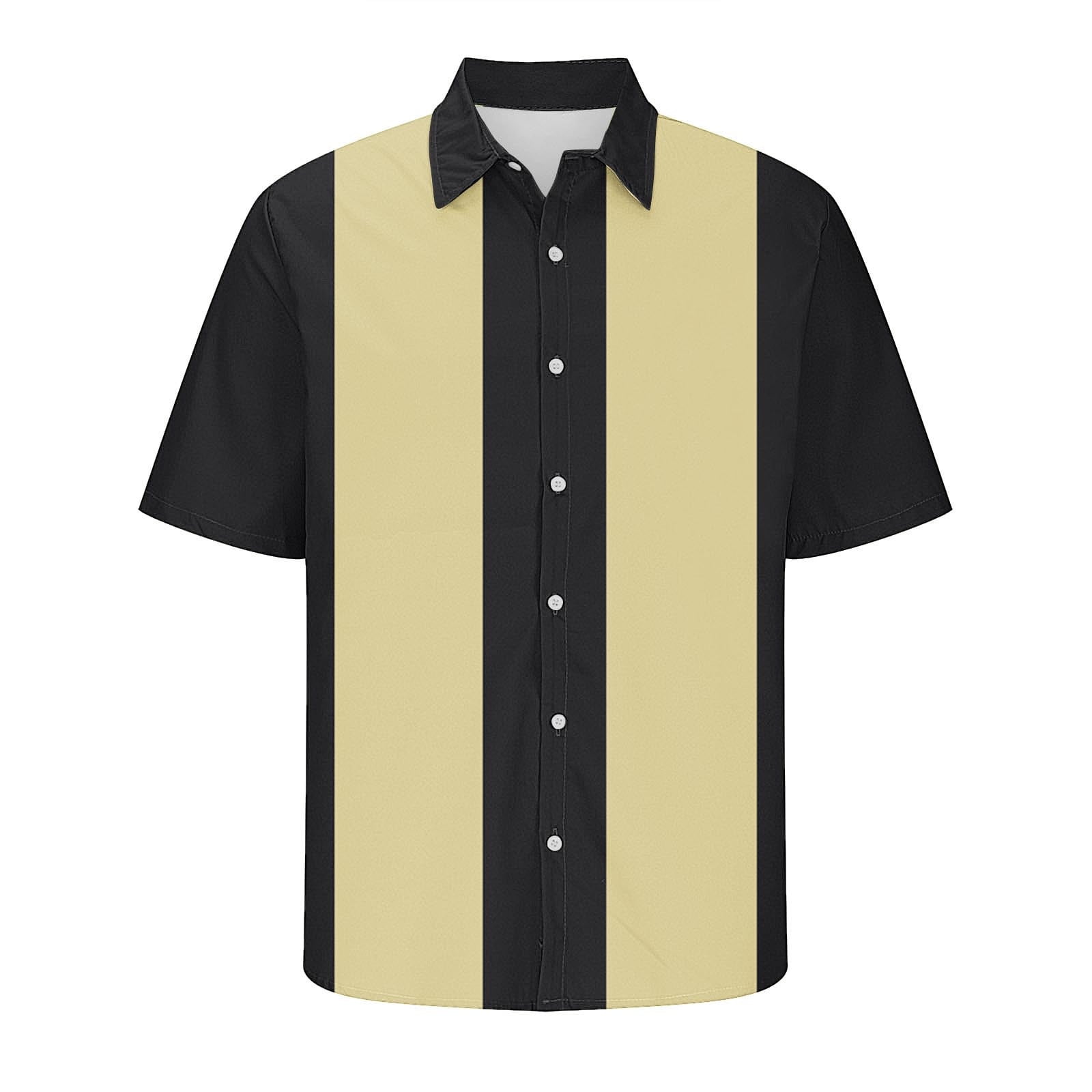 QIVICIMA Men's Retro Bowling Shirt - 50s Rockabilly Cuban Camp Shirt, Short Sleeve, Sizes S-6XL - View #2